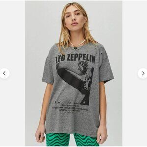 Free People Daydreamer Led Zeppelin Shirt Medium Gray Blimp 1969 Tee Oversized